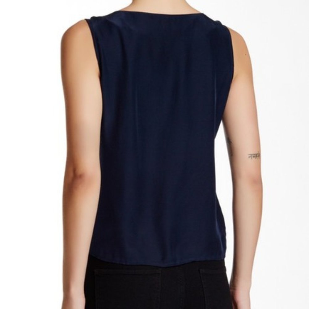 Amour Vert NEW Silk Tank Top Fringed Blouse Navy NWT Women's LπHPπ - Picture 4 of 7